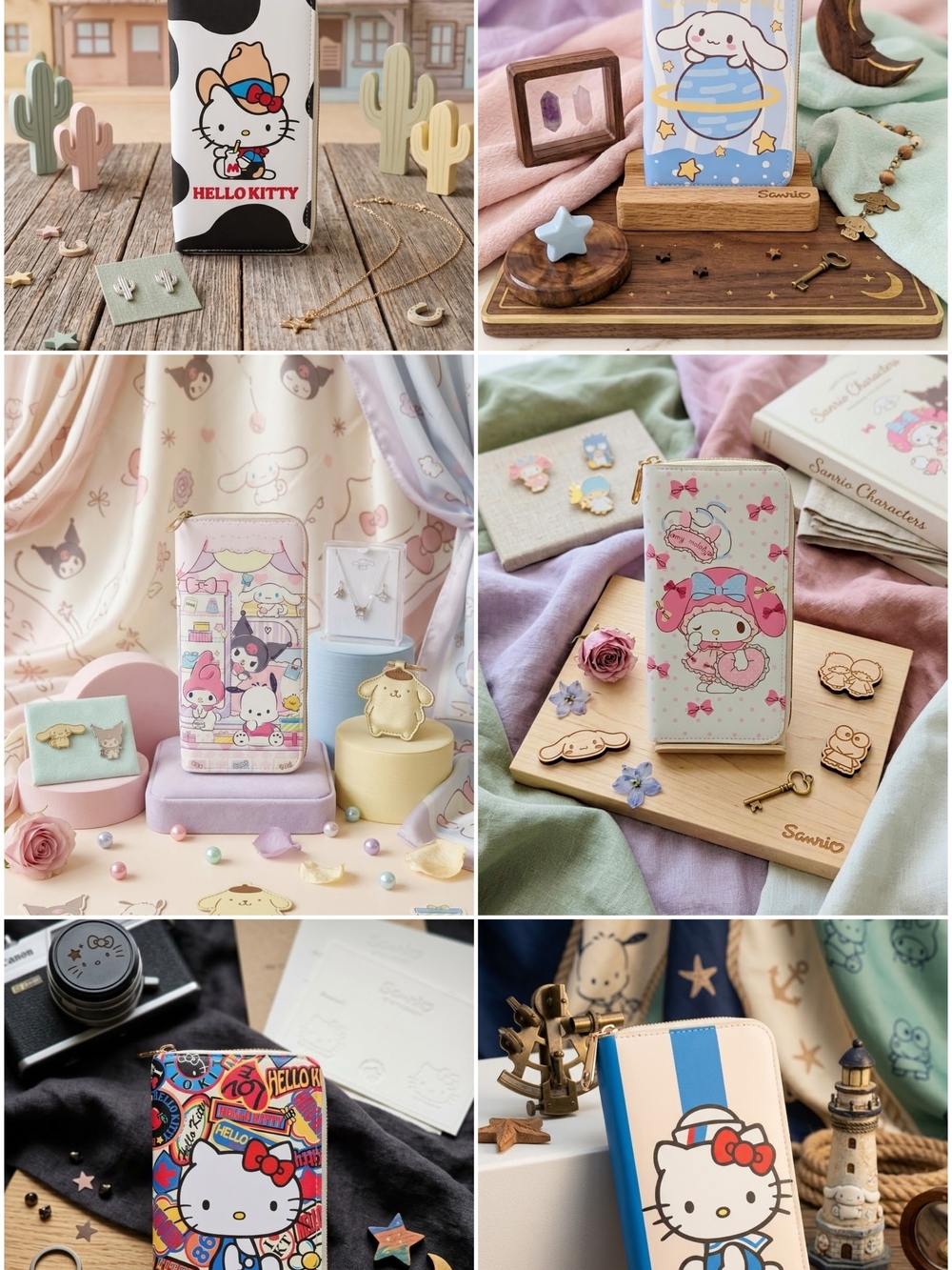 Sanrio Ladies Zip Around Wallets- Single Or Multi Purchase Option